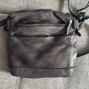 Anchor-Embellished Dark Gray Crossbody Bag